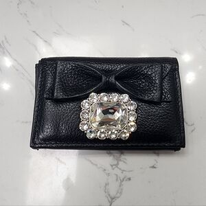 My Flat in London Black Leather Card Holder with Crystal Accent